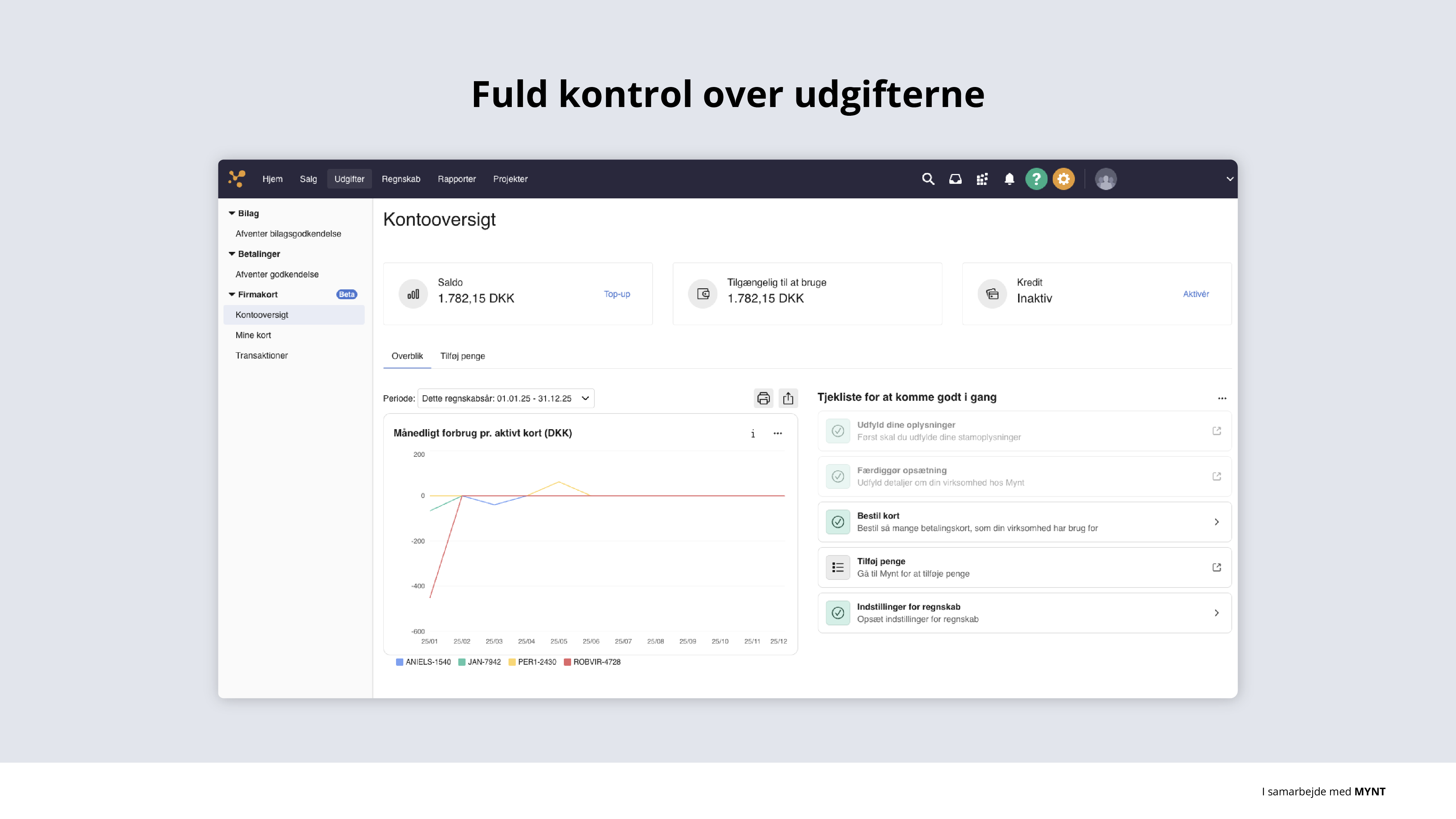 Et screenshot af e-conomics Firmakort