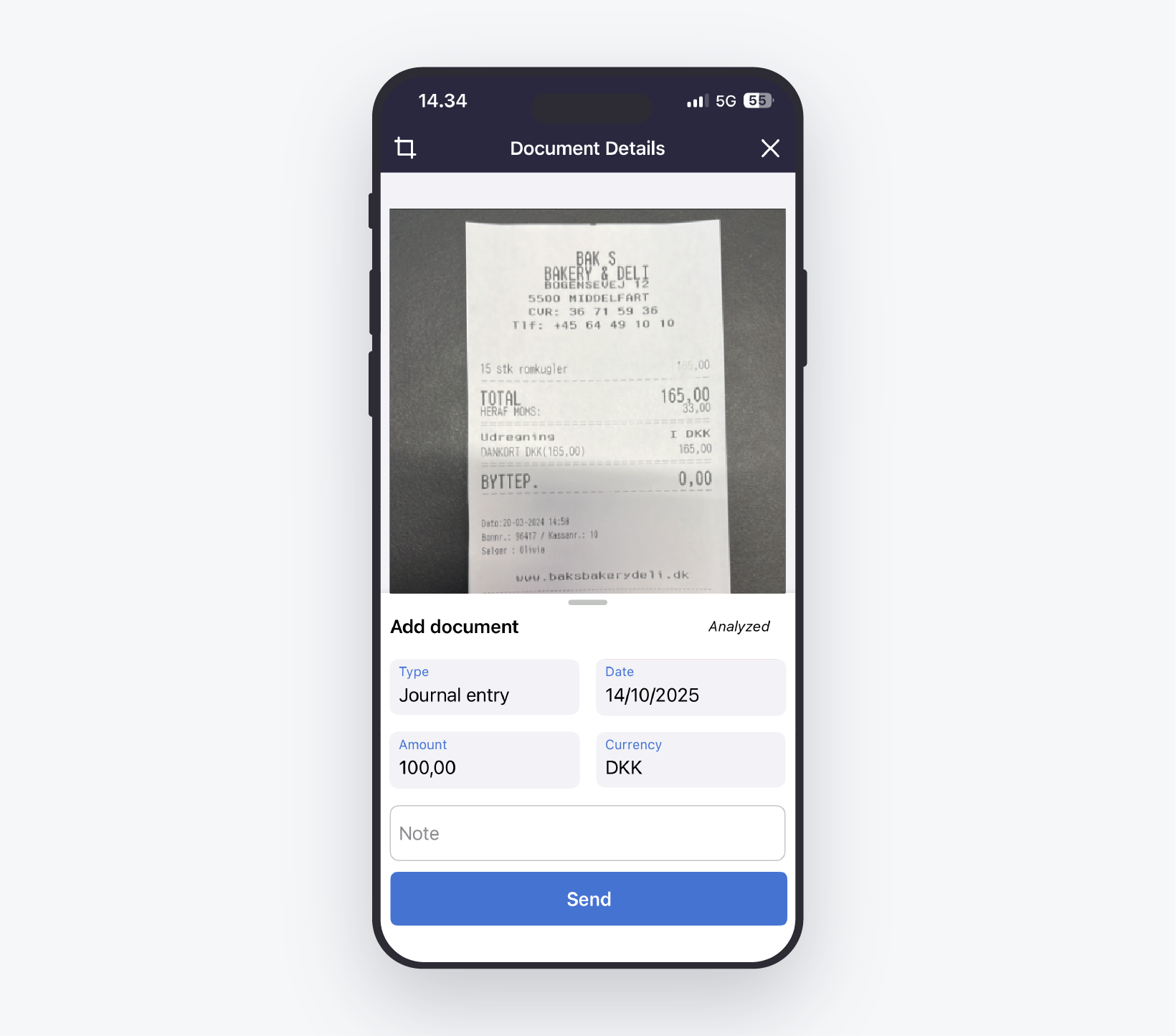 bilagsanmodning på mobil i e-conomic visning 3