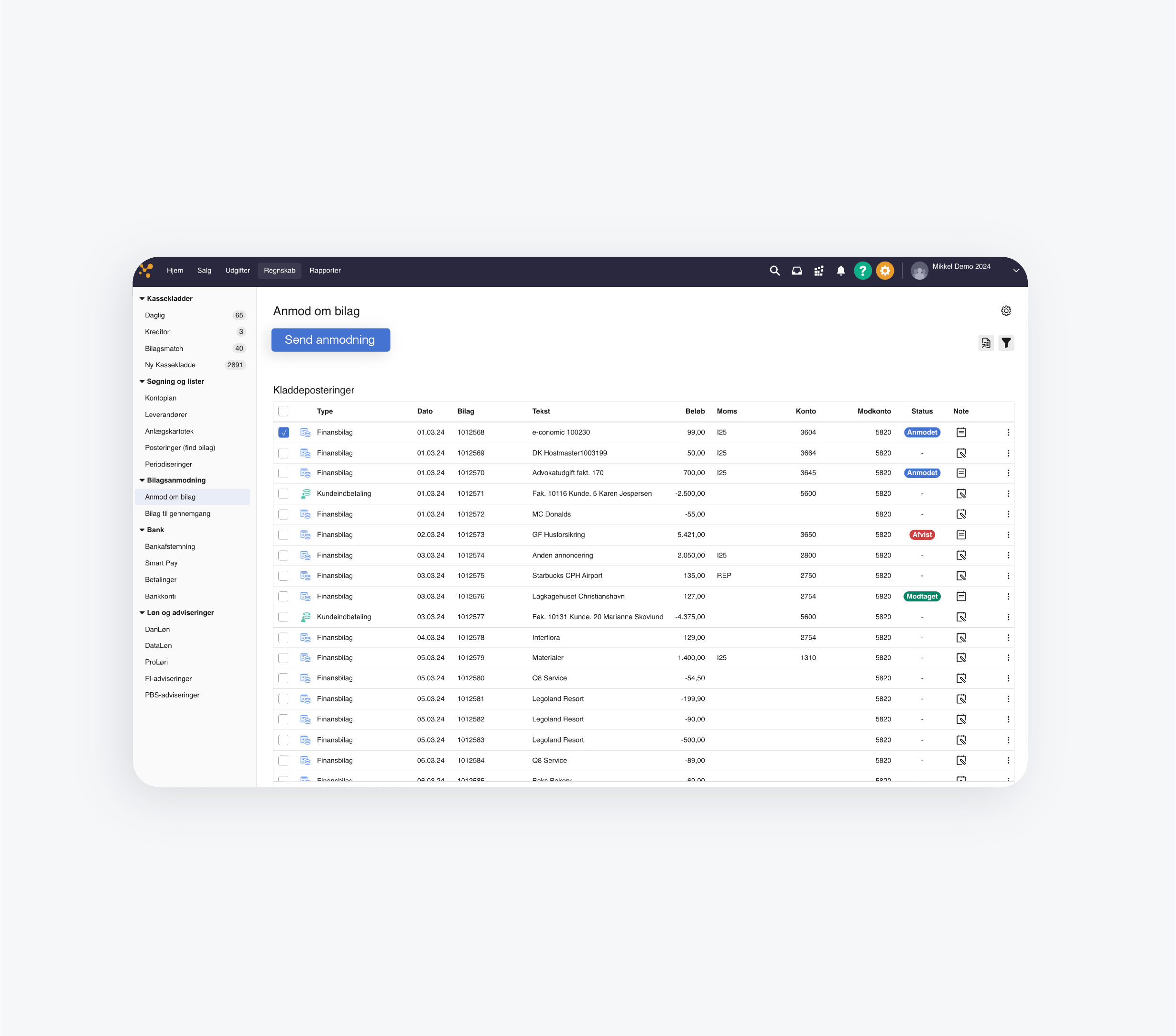 bilagsindsender opret ny bruger i e-conomic platformen