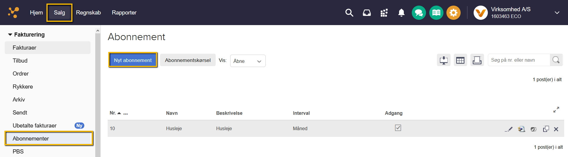 Viser knappen 'Nyt abonnement' i abonnementsoversigten – bruges til at oprette en ny abonnementsydelse.