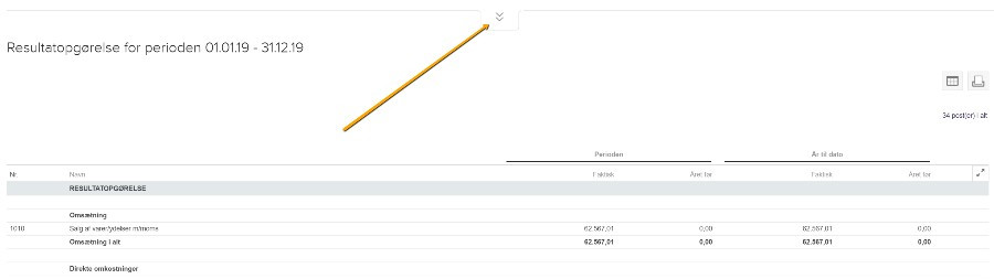 Viser ikonet med to pile i resultatopgørelsen – bruges til at vise eller skjule søgeområdet.