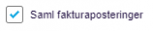 Viser afkrydsningsfeltet 'Saml fakturaposteringer' i Salg – bruges til at samle flere poster på en faktura til én enkelt postering.