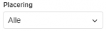 Viser dropdown-menuen 'Placering' i Salg – bruges til at filtrere listen efter en specifik placering.