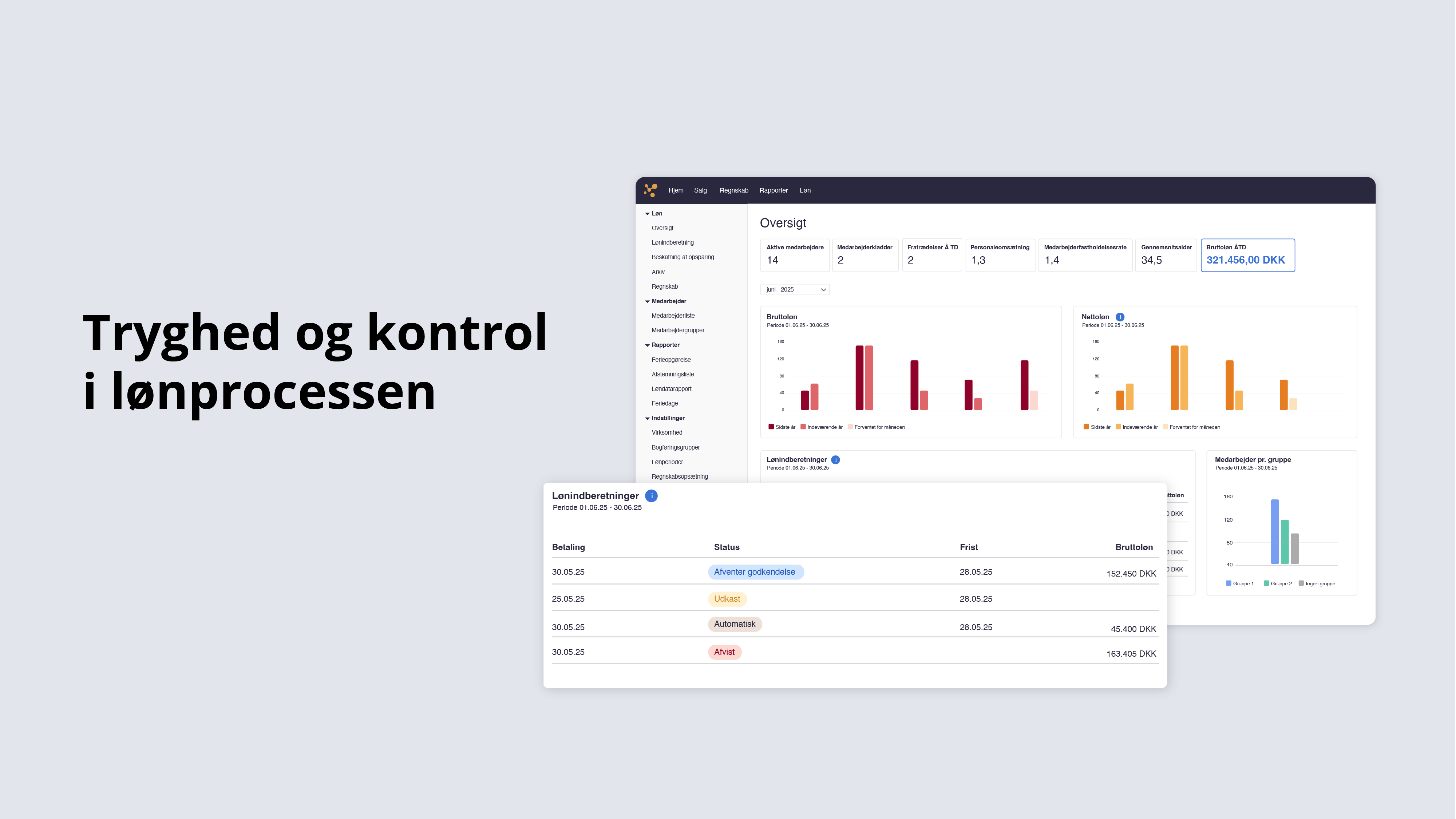Et screenshot af e-conomics funktion Løn