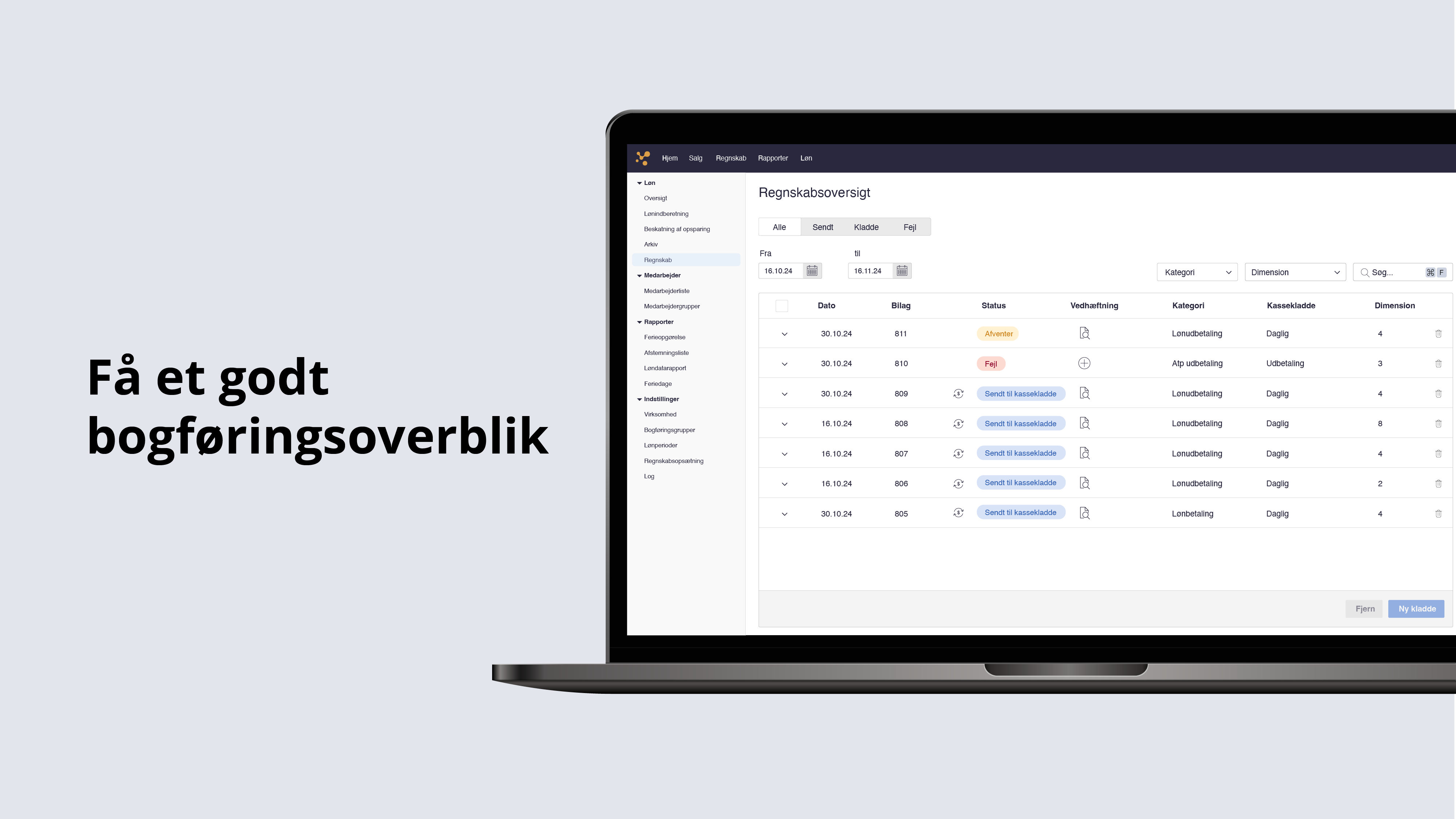 Et screenshot af e-conomics funktion Løn