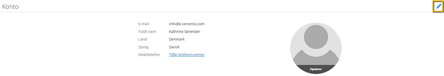 Viser blyantikonet i kontosektionen i Visma Connect – bruges til at redigere kontooplysninger, såsom sprog.