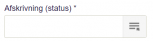 Viser feltet 'Afskrivning (status)' i periodiseringsfunktionen – bruges til at vælge status for afskrivningen.