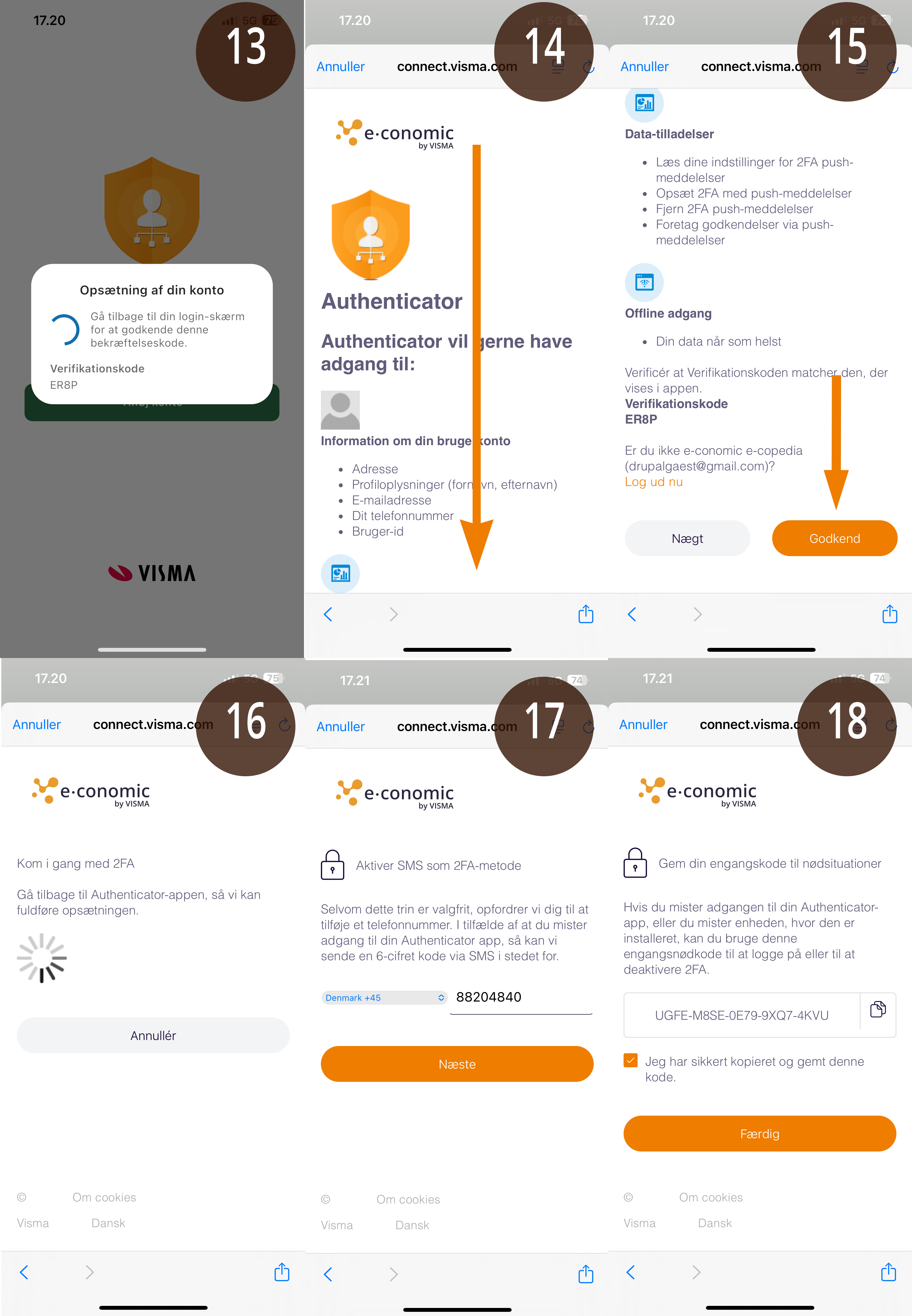 Viser opsætningsflowet for to-faktor-godkendelse i login-processen – bruges til at guide brugeren gennem aktiveringen af 2FA.
