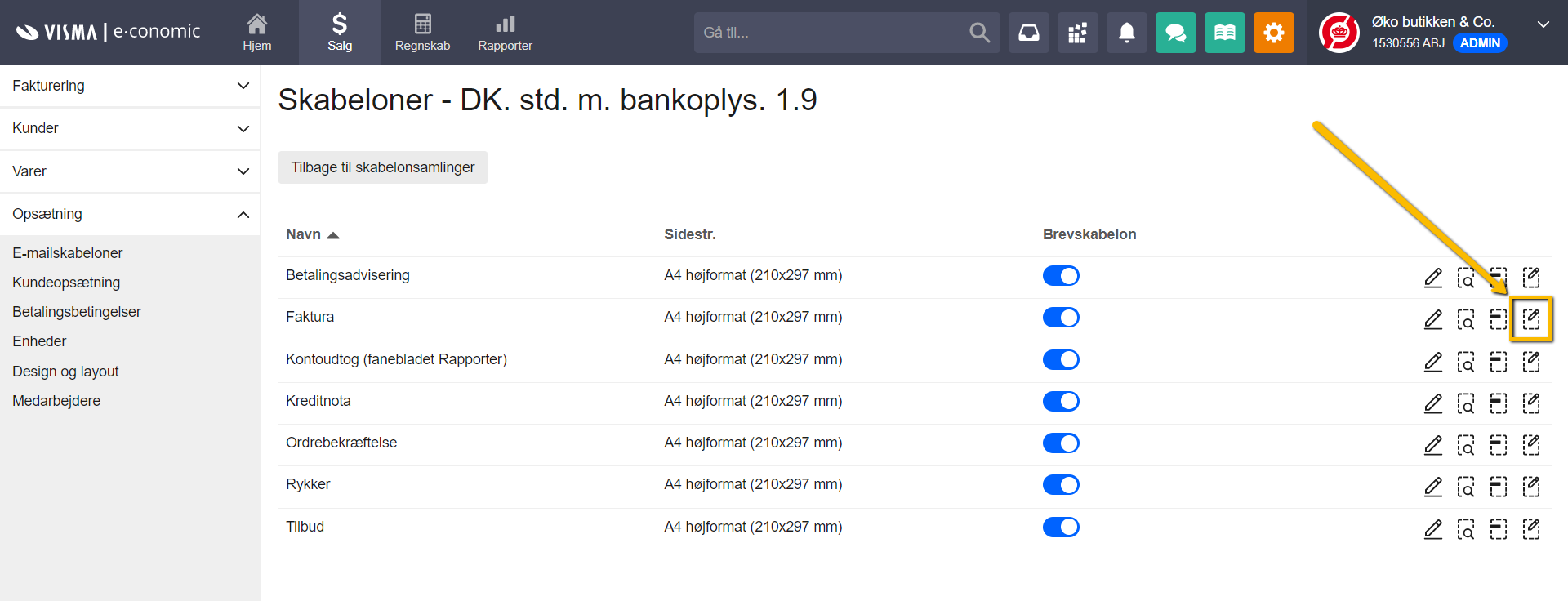 Viser layout-ikonet i Design og layout – bruges til at redigere en skabelons layout.