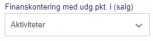 Viser dropdown-menuen for finanskontering af salg i opsætningen af Projektmodulet – bruges til at vælge, hvordan salg på projekter bogføres.