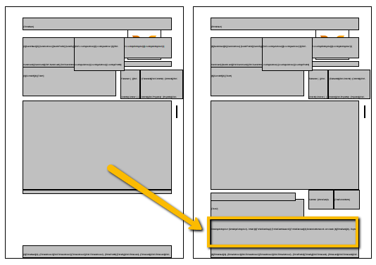 Viser et flyttet element i Design og Layout – bruges til at ændre placeringen af information på en skabelon.