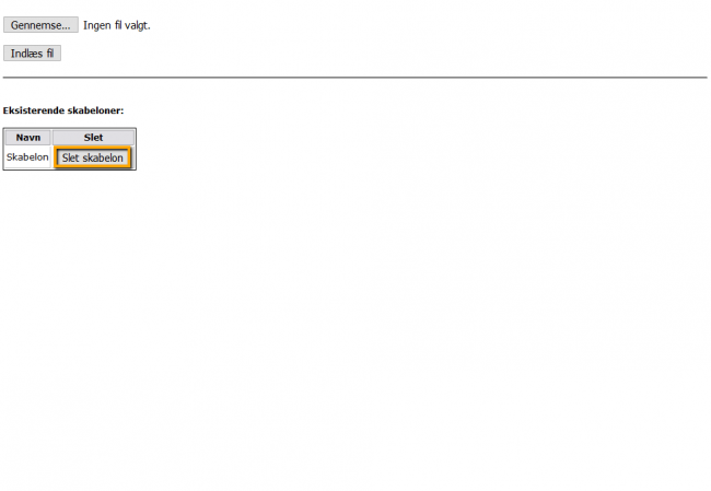 Viser knappen 'Slet skabelon' i dataimport – bruges til at slette en gemt importskabelon.