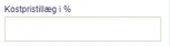 Viser feltet 'Kostpristillæg i %' i Projekter – bruges til at angive et procenttillæg til kostprisen på et projekt.