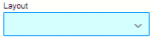Viser dropdown-menuen 'Layout' i Rapporter – bruges til at vælge et layout til sin rapport