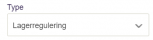 Viser dropdown-feltet Type i Stamoplysninger – bruges til at vælge typen af lagerregulering.