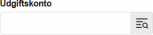 Viser Udgiftskonto-feltet i en kassekladde – bruges til at vælge en udgiftskonto til en postering.