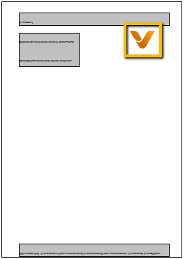 Viser et markeret logo i layouteditoren for brevskabeloner – bruges til at justere logoets placering og størrelse.