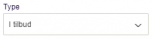 Viser dropdown-menuen 'Type' i Projekter – bruges til at vælge typen for et projekt.