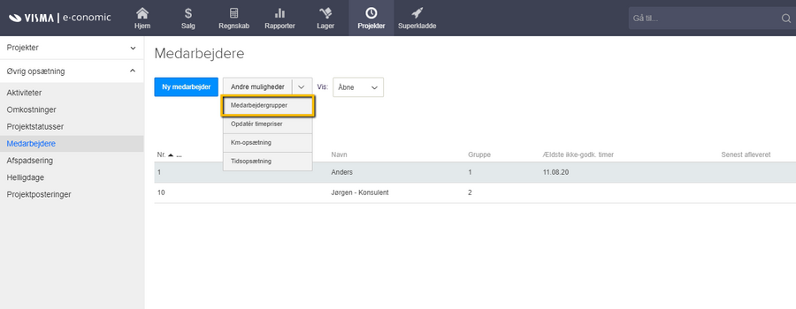 Viser menupunktet 'Medarbejdergrupper' i medarbejderoversigten – bruges til at navigere til oversigten over medarbejdergrupper.