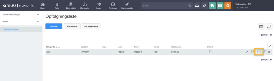 Viser ikonet "Overfør til anden bruger" i Opfølgningslisten – bruges til at overføre en opfølgningsnote til en anden bruger.