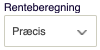 Viser rullemenuen Renteberegning i Salg – bruges til at vælge metoden for renteberegning.
