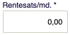 Viser feltet 'Rentesats/md.' i salgsmodulet – bruges til at indtaste den månedlige rentesats for rykkere.