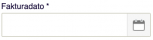 Viser datovælgeren i feltet 'Fakturadato' i Salg – bruges til at vælge fakturaens dato.