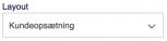 Viser dropdown-feltet "Layout" i Salg – bruges til at vælge designskabelon til salgsdokumentet.