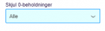 Viser filterfeltet 'Skjul 0-beholdninger' i Rapporter – bruges til at filtrere rapporten, så linjer med en beholdning på 0 kan skjules.