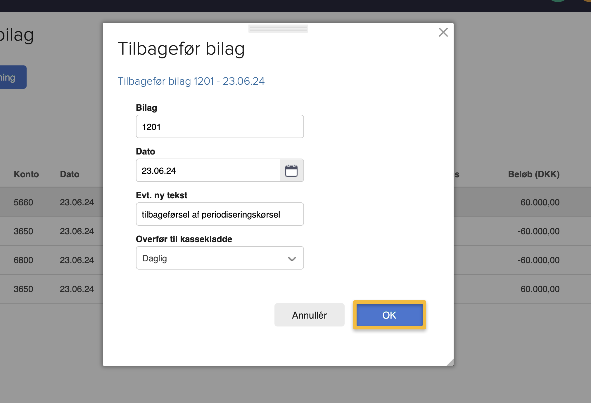 Viser ikonet 'Vis transaktioner' i Find bilag – bruges til at se alle transaktioner, der er tilknyttet et specifikt bilag.