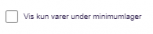 Viser afkrydsningsfeltet 'Vis kun varer under minimumlager' i Rapporter – bruges til at afgrænse visningen til varer, der er under minimumlager.