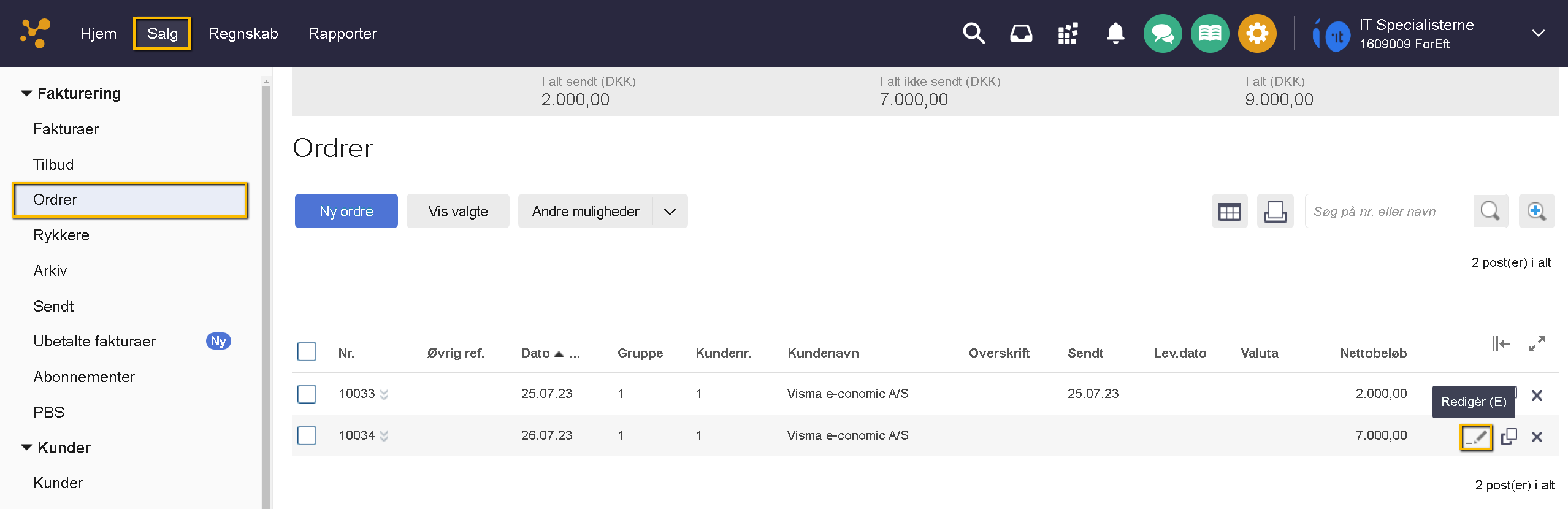 Viser rediger-ikonet i ordreoversigten – bruges til at åbne en specifik ordre for at kunne vise, gemme eller udskrive den.