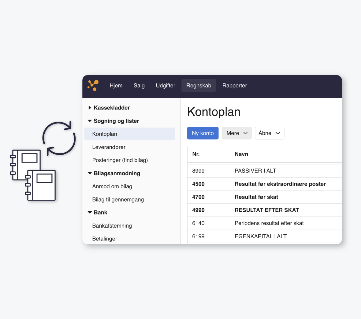 Et screenshot af e-conomics funktion Delte Kontoplaner