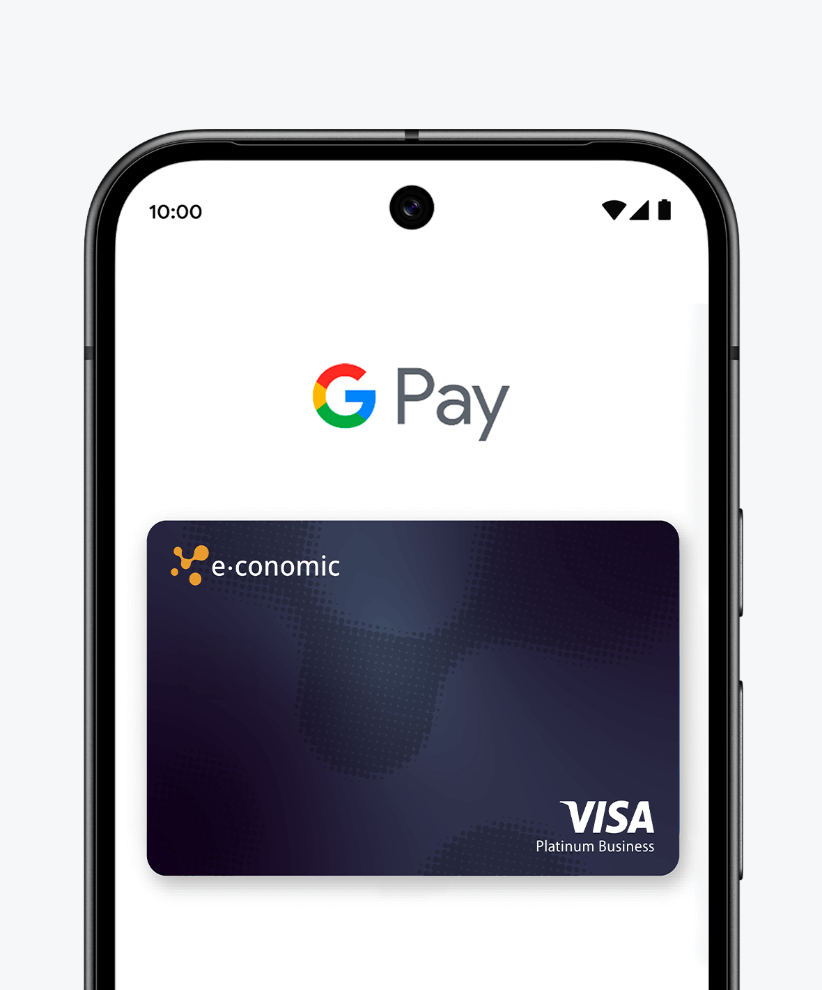 Et billede af en smartphone med et creditkort på skærmen