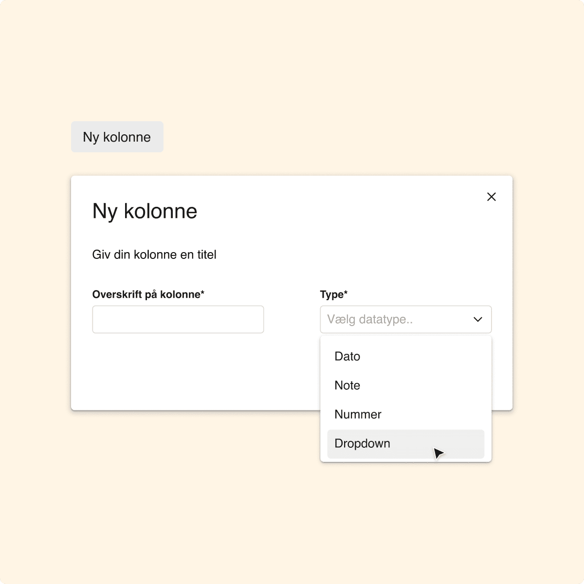 Rediger kolonner i Virksomhedsoverblik