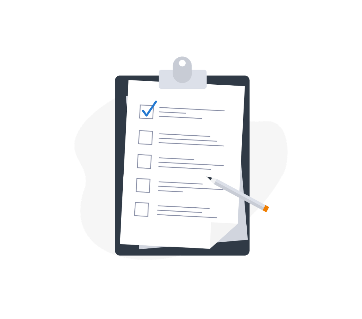 En illustration af en blok med et papir og en blyant