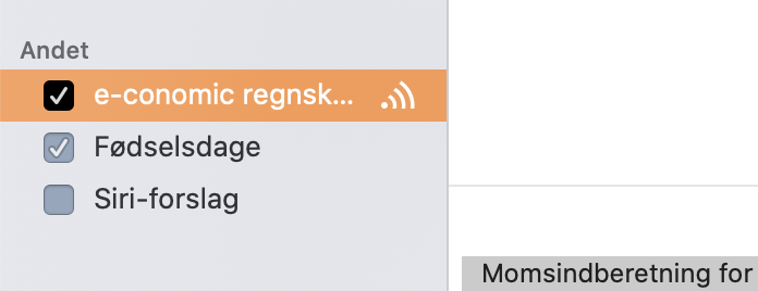 Et screenshot af indstillinger til at tilføje en kalender