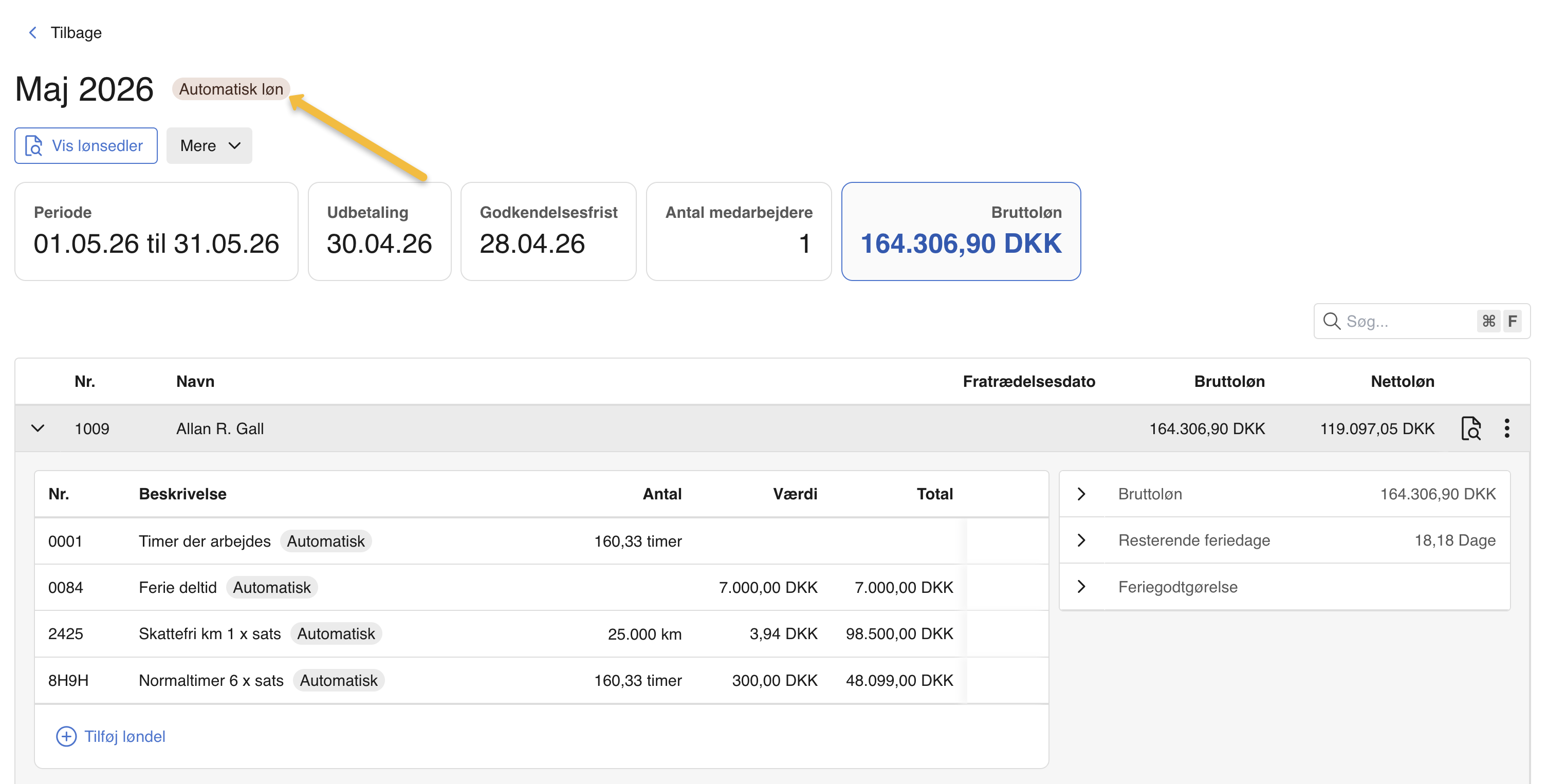 Autoløn: se automatisk løn
