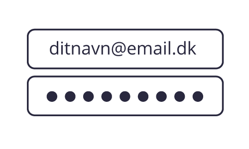 En illustration af en e-mail og en adgangskode