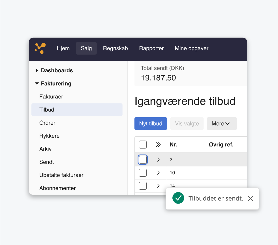 Et screenshot af e-conomics system