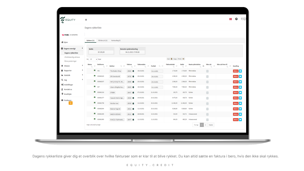App screenshot: Equity
