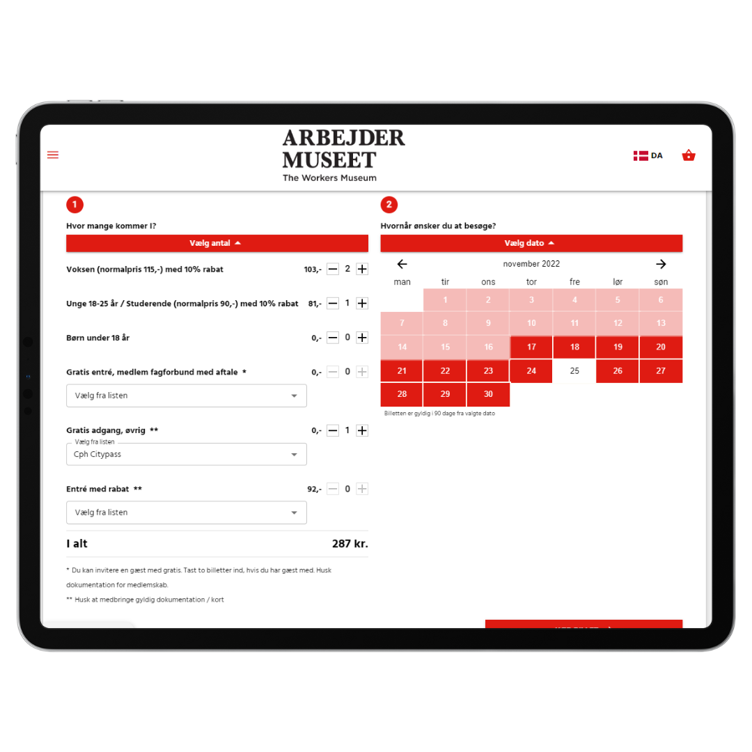 App screenshot: Amero online billet- og medlemsløsning