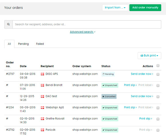 Skærmbillede fra Webshipper