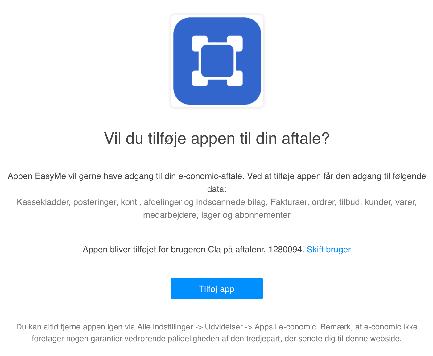 App screenshot: EasyMe