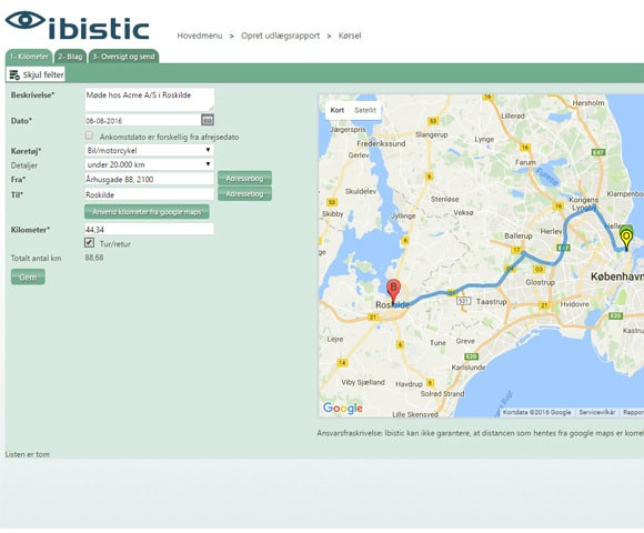 App screenshot: Ibistic Travel & Expense