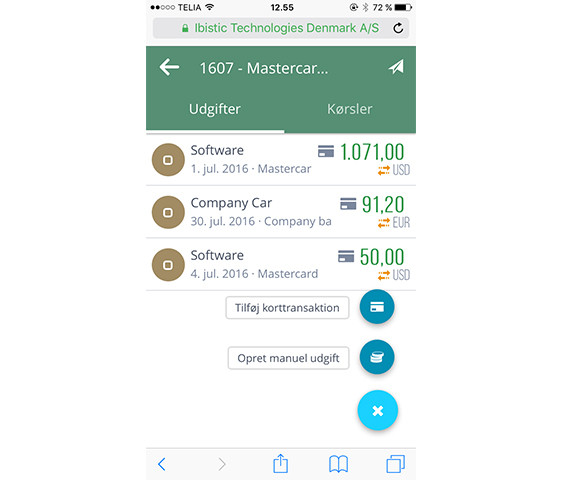 App screenshot: Ibistic Travel & Expense