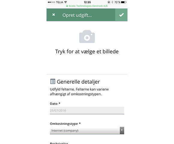 App screenshot: Ibistic Travel & Expense