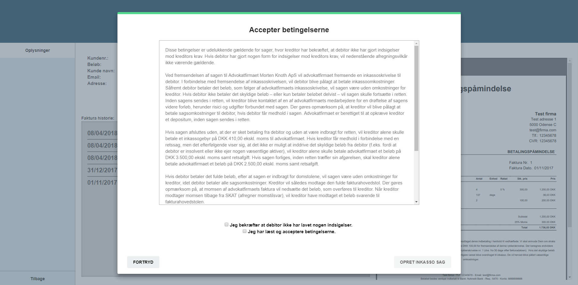 App screenshot: Hutrack Inddrivelsesportal