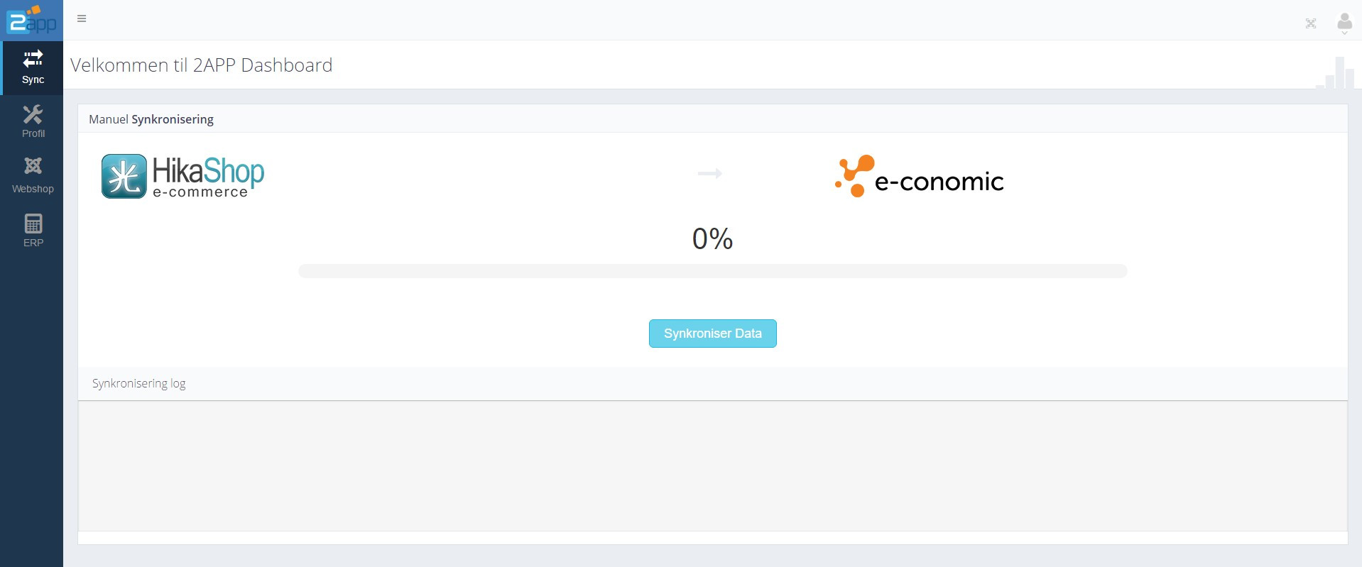 App screenshot: HikaShop til e-conomic
