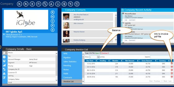 App screenshot: iGlobe CRM